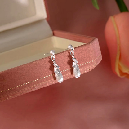 Sterling Silver Zircon Water Drop Earrings