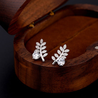 Sterling Silver Zircon Wheat Stud Earrings