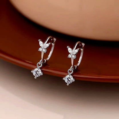 Sterling Silver uper Fairy Zircon Butterfly Earrings