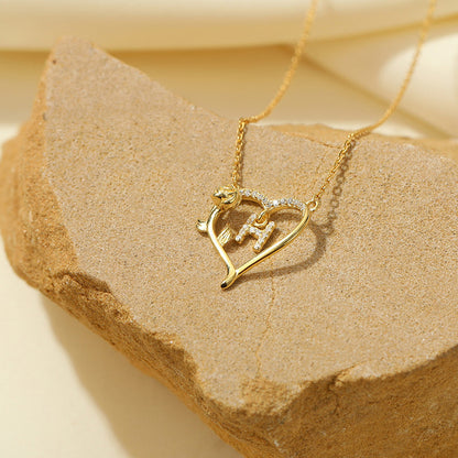 Sterling Silver Heart Rose Letter Necklaces