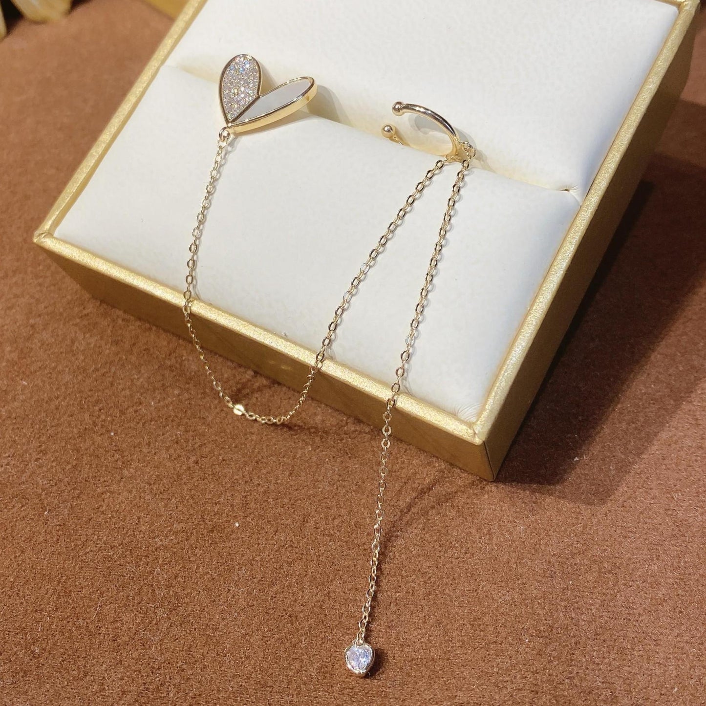 Heart Design Zircon Ear Cuffs (1 Pair)
