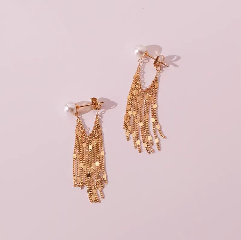 Sterling Silver Luxury Pearl Tassel Earrings