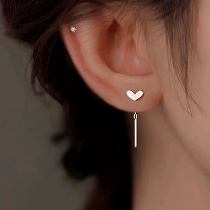 Sterling Silver Luxury Heart Threader Earrings