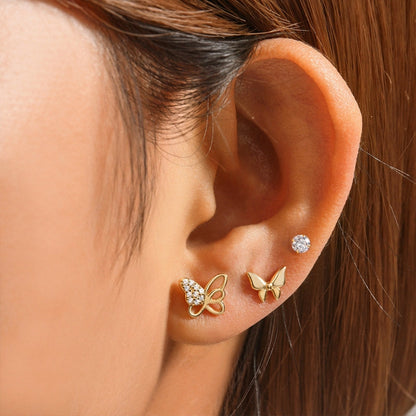 Sterling Silver Star Moon Butterfly Stud Sets