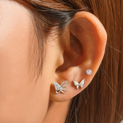 Sterling Silver Star Moon Butterfly Stud Sets