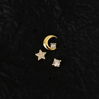 Sterling Silver Star Moon Butterfly Stud Sets