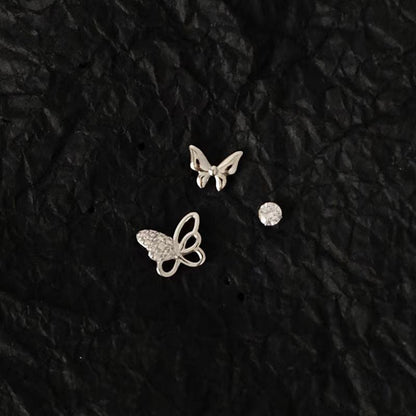 Sterling Silver Star Moon Butterfly Stud Sets