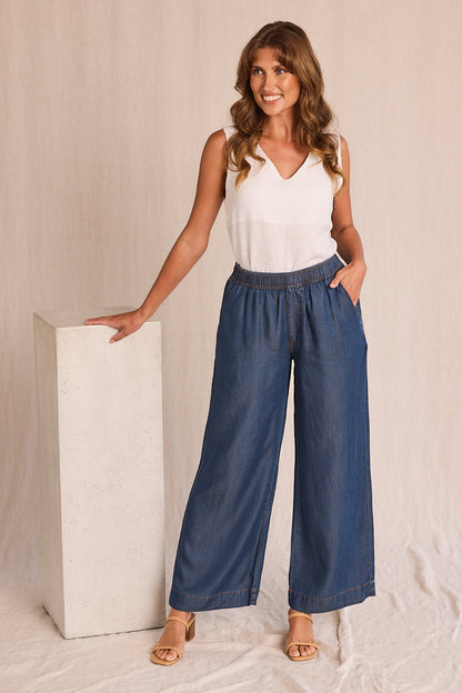 Breezy Regular Length Relaxed Tencel Pant in Mid Wash