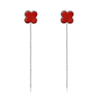 Sterling Silver Lucky Clover Threader Earrings