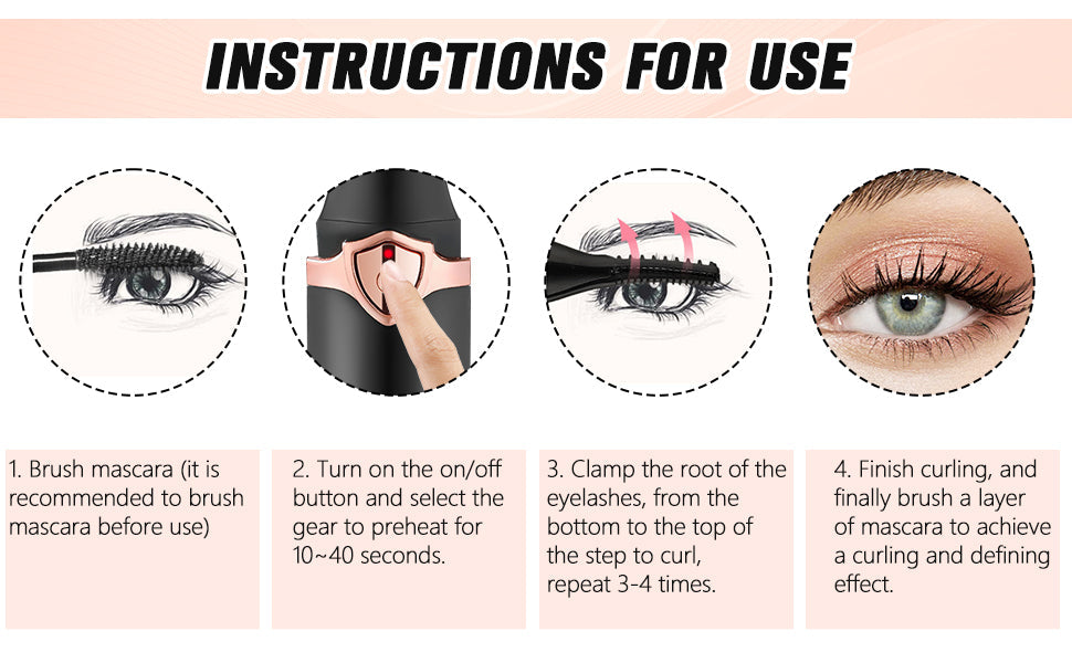 Lash Lift Pro, Portable Electric Heated Eyelash Curler: USB Rechargeable for Fast, Long-Lasting Beautiful Lashes