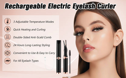 Lash Lift Pro, Portable Electric Heated Eyelash Curler: USB Rechargeable for Fast, Long-Lasting Beautiful Lashes