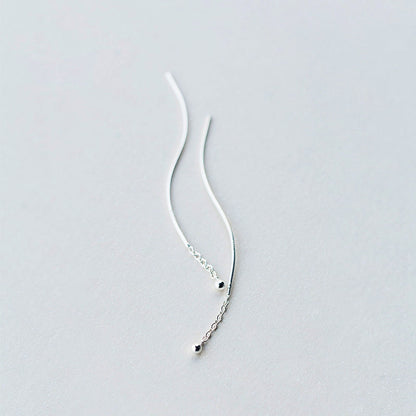 Sterling Silver Simple Wavy Threader Earrings