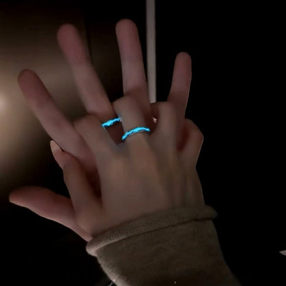 Sterling Silver Adjustable Luminous Couple Rings