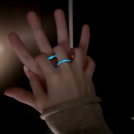 Sterling Silver Adjustable Luminous Couple Rings