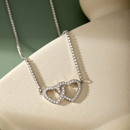 Sterling Silver Luxury Zircon Heart-Design Necklaces