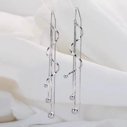 Sterling Silver Wavy Threader Earrings