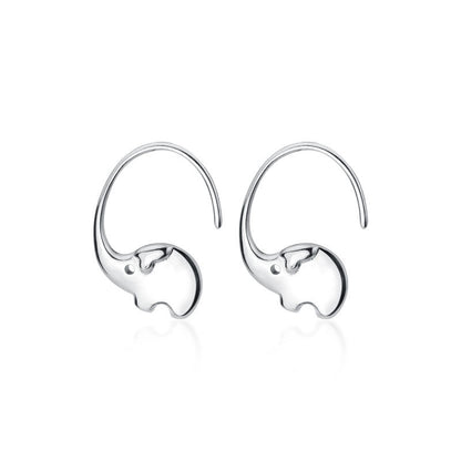 Sterling Silver Elephant Hoop Earrings