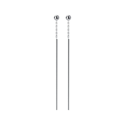 Sterling Silver Bead Stick Threader Earrings