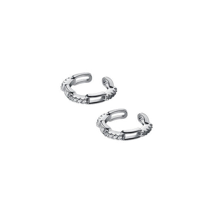 Sterling Silver Hollow Diamond Ear Cuffs(1 Pair)