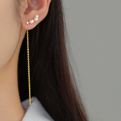 Sterling Silver Luxury Diamond Pearl Earrings