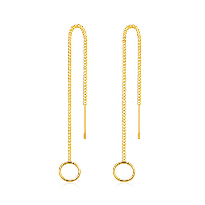 Sterling Silver Simple Circle Threader Earrings