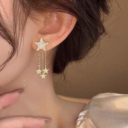 14K Gold-Plated Elegant Bling Star Earrings