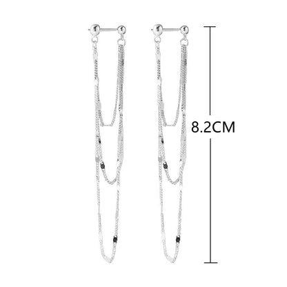 Sterling Silver Three-layer Chain Earrings