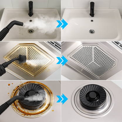 PureSteam Pro -Pressurized Handheld Multi-Surface Natural Steam Cleaner with 12 pcs Accessories