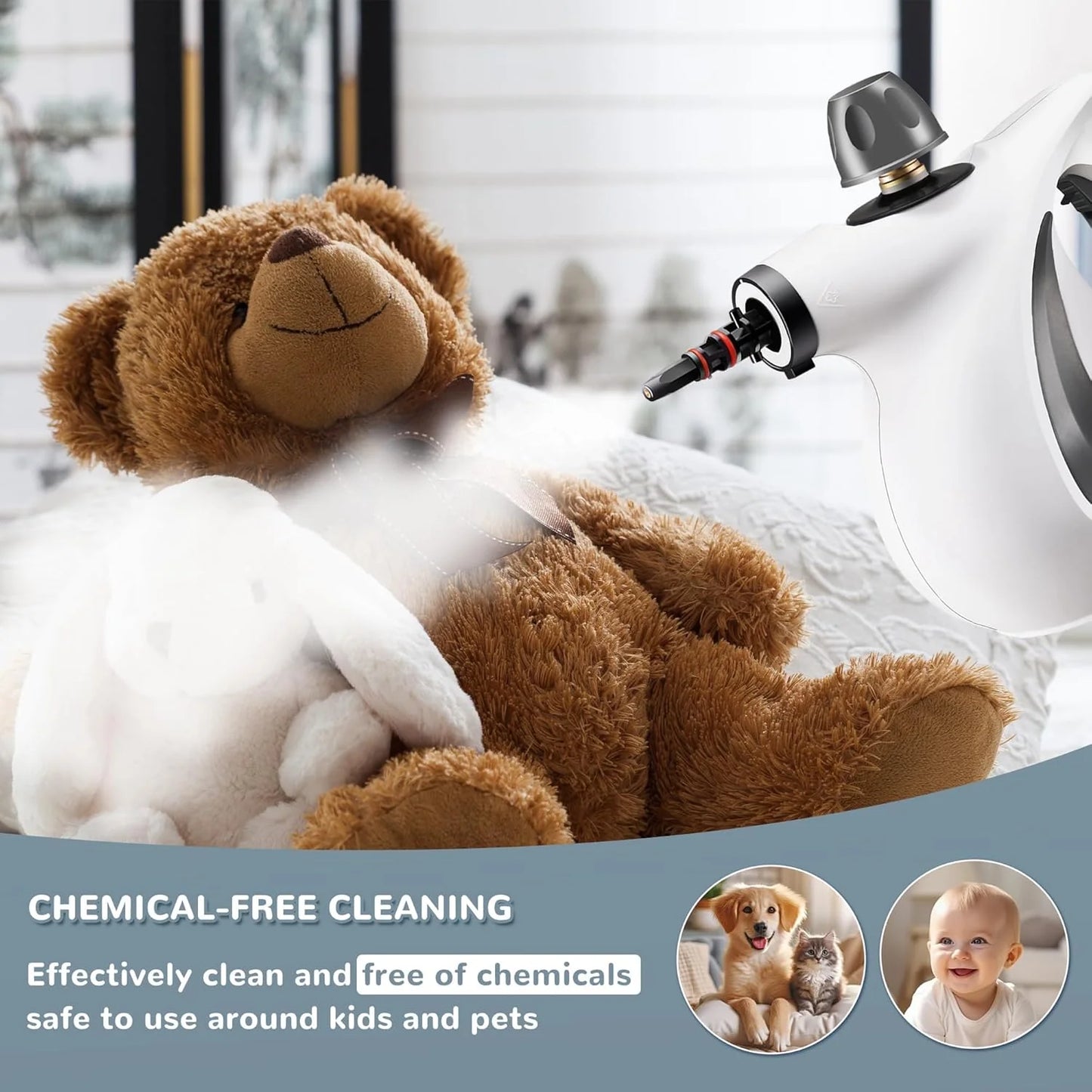 PureSteam Pro -Pressurized Handheld Multi-Surface Natural Steam Cleaner with 12 pcs Accessories